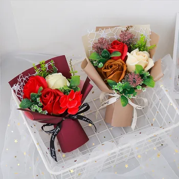 3 Rosas Sabão Flores Banheira Rose Sabonete Flor na Cabeça O Dia dos Namorados Romântico Decoração do Casamento de Dom Mães Presentes de natal