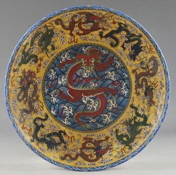 Elaborar Chinês Clássico Colecionáveis Antigo Decorado Em Porcelana Trabalho Manual De Pintura Dragão Placa