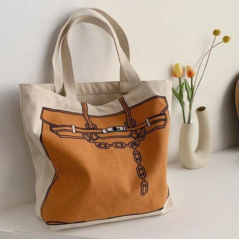 Alta Qualidade De Mulheres Bolsa De Ombro Reutilizáveis De Lona Sacos De Compras Designer Criativo Portátil Shopper Bag Casual Bolsa Tote
