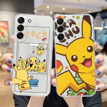 Cartoon Pokemons Pikachu Caso de Telefone Para Samsung Galaxy S21 S22 Ultra S20 S30 FE S8 S9 S10 5G Plus Lite Macio Tampa Transparente