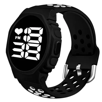 Moda Preto Relógio Digital Para Crianças Menino Menina Grande Número De Relógio Eletrônico De Esportes Ao Ar Livre As Crianças Bracelete Pulseira Impermeável