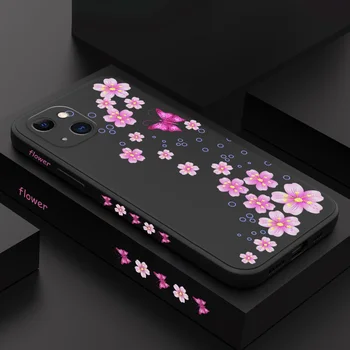 Borboleta Na Flor de Telefone de Caso Para o iPhone 14 13 12 11 Pro Max Mini X XR XS MAX SE2020 8 7 Plus 6, 6S Além de Cobrir
