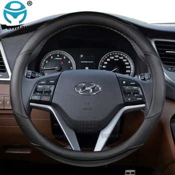 para Hyundai Tucson 2004~2022 NX4 IX35 2016 2017 2019 2021 2022 Carro Volante Capa de Couro PU de Fibra de Carbono Auto Acessórios