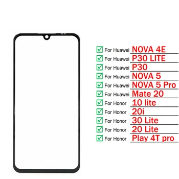 Para Huawei Nova 4E 5 Pro P30 Mate20 Tela de Toque Frontal de Vidro Honra 10 20 30 lite 20i sensível ao toque do Painel LCD Visor Externo da Lente