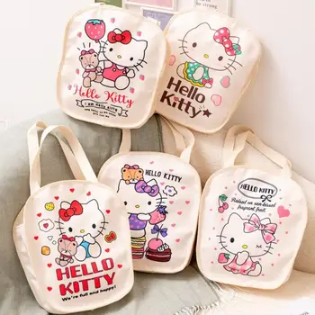 Sanrio Lona Sacola De Hello Kitty Dos Desenhos Animados Escola Sacos De Meninas Shopper Bolsas Reutilizáveis De Lona, Saco De Ombro