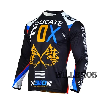 MX Jersey Delicado Fox 360 Rohr Motocross T-shirt Enduro BMX Dirt Bike Bicicleta de Manga Longa ATV UTV Ciclismo Homens de Moto Roupas
