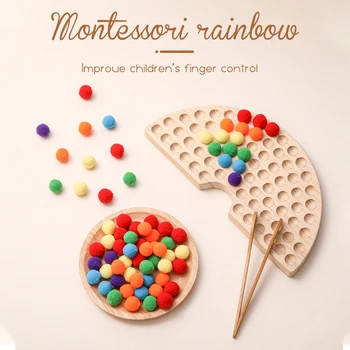 Bebê Montessori Brinquedo Conjunto De Arco-Íris Blocos De Construção Clipe De Brinquedo Bola Mãos De Formação Do Cérebro Contas Clipe Início De Brinquedo Educativo Para As Crianças