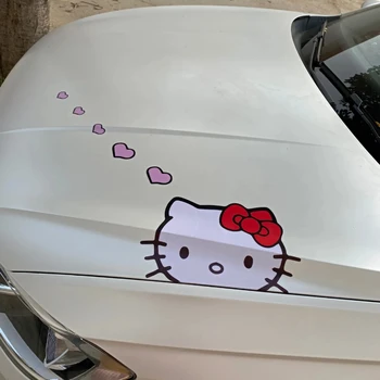 Hello Kitty A Decoração Do Carro Dos Desenhos Animados Etiqueta Da Copa Adesivo De Carro Puxar Flor Da Tampa Da Cabeça Do Corpo Arranhões Tampa Decoração Adesivo