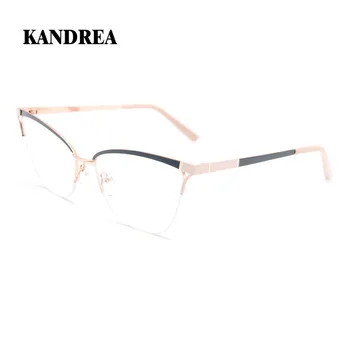 KANDREA 2020 Moda das Mulheres de Metal Olho de Gato de Óculos de Armação de Alta Qualidade do sexo Feminino Miopia Óculos Oversized Design Limpar Lente de Óculos