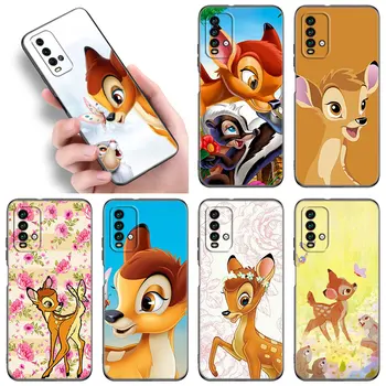 Bambi Veado Caso De Telefone Xiaomi Redmi K40 K50 Jogo Nota 5 6 K20 Pro 7A 8A 9A 9C 9i 9T 10A 10C A1 S2 Plus Soft TPU Capa Preta