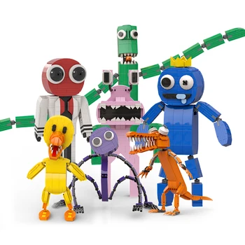 Criativo Rainbowed Amigos Azul Monstro Verde de Animação de Figuras MOC Blocos de Construção de Montagem de Caracteres Tijolos Brinquedos Presentes Crianças