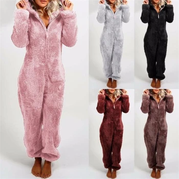 Inverno Quente Pijamas Mulheres Macacão de Lã Macio Macacões Pijamas Global Plus Size Capa Conjuntos de Pijamas Para Mulheres Adultos-5XL