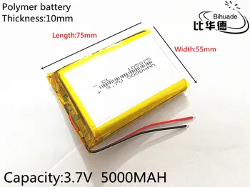 SD 10pcs/lot Frete Grátis 105575 3.7 V bateria de polímero de lítio de 5000 mah DIY móvel de alimentação de emergência