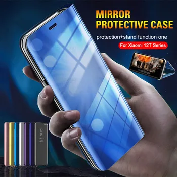 Para Xiaomi 12T Pro Caso Espelho Inteligente Magnético Telefone Flip Cover Para Xiaomi12T Mi12T 12TPro 12 T T12 5G Ficar Difícil Proteger Fundas