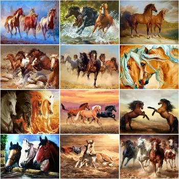 GATYZTORY Diy Pintura a Óleo Por Números 60x75cm Quadro de Cavalo Animal Para os Adultos, as Crianças pintam Por Número de Decoração Presentes Diy