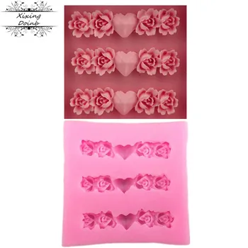 3D em forma de coração doce amor rosa de sílica gel molde de Bolo Fudge de Chocolate do Molde de argila do polímero molde DIY cozimento ferramenta