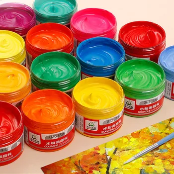 18 cores 100ml de tinta Guache conjunto de ferramentas de pintura iniciantes enlatados não-tóxico de cor pintura acrílica pintura aquarela