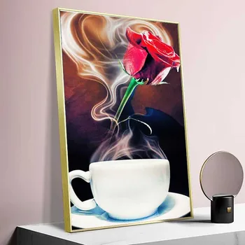 GATYZTORY 60x120cm Rosa Café Pintura Por Números Tamanho Grande, Kits de Desenho da Tela Tintas Acrílicas Presente obra de Arte Casa Decor