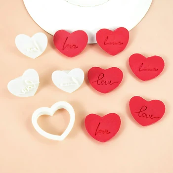4Pcs Coração de biscoitos em Forma de Cortadores de Moldes Carta de Amor de Biscoito Fondant Impressora Selos Festa de Casamento do Dia de são Valentim a Decoração do Bolo