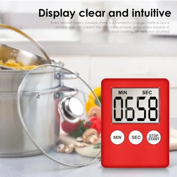 Retângulo LCD Eletrônico Timer Digital de Cozinha Temporizador Contador de Cozinha, Relógio Despertador do Sono Cronômetro, Relógio