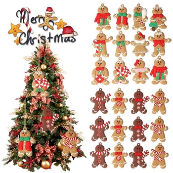Homem de gengibre Ornamentos para Árvore de Natal Decorações de Altura Gingerman de Suspensão Encantos Enfeite de Árvore de Natal de Férias Decoração