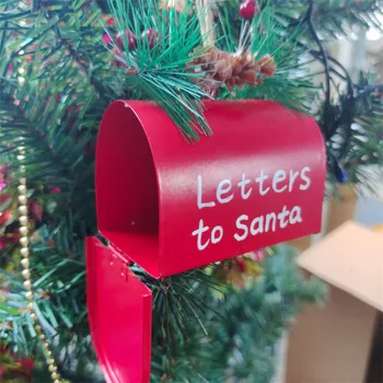 2023 Ano Novo, Natal, Ferro de Caixa de Correio de Suspensão da Decoração para a Casa do Metal de Enfeite de Árvore de Natal Pingente de Cartas Do Papai Noel