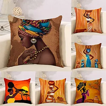 Pintado de mulheres Africanas de linho fronha sofá capa de almofada decoração da casa pode ser personalizado por você 40x40 50x50 60x60 45x45