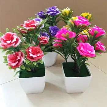 1Pc Artificial Crisântemo Bonsai Vaso de Plantas Paisagem Casa Decoração Floral Flores Artificiais Cor Brilhante Falso Plantas em Vaso