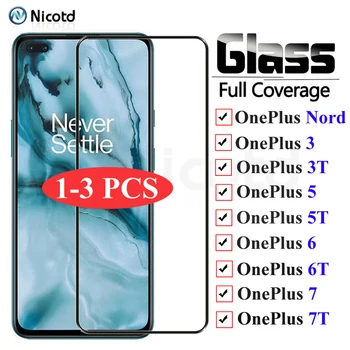 1-3PCS Vidro de Proteção Para OnePlus Nord Vidro Temperado Protetor de Tela do Filme Para Oneplus 7t 7 6t 5t 6 5 3t 3 Vidro de Proteção