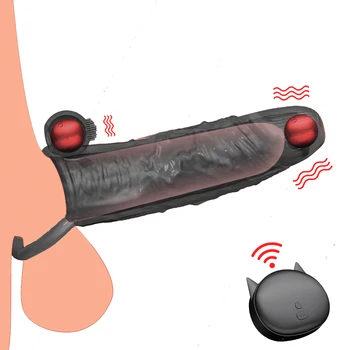 Vibração Preservativos Alargamento para os Homens Reutilizáveis Preservativos Vibrador Vibrador Pênis Anel de Manga Adulto do Sexo Loja de Brinquedo do Sexo para Casais
