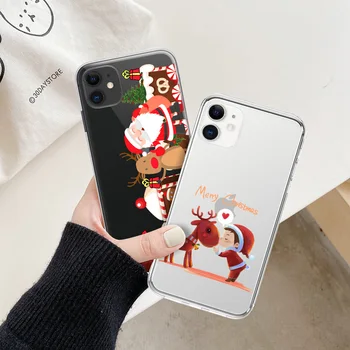 Natal Papai Noel flocos de Neve Elk Caso de Telefone Para o iPhone 11 14 12 13 Pro Max X XS Max 7 8 Plus à prova de Poeira Escudo do Telefone Móvel