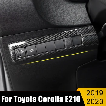 ABS Carbono Carro Farol Interruptor Botão de Ajuste da Tampa Guarnição Adesivo Para Toyota Corolla E210 2019 2020 2021 2022 2023 Híbrido