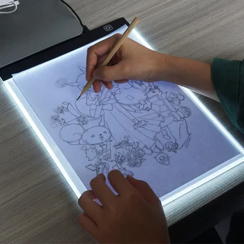 LED Iluminado quadro Pintura Tela A4 Tabela Tablet Luz Pad Sketch Book Tela em Branco para Acrílico Tinta de Aquarela Presente