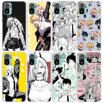 Anime Motosserra Homem Caso De Telefone Xiaomi Redmi Nota 10, 9S 8T 11T 11 10 9 8 Pro 9T 9A 9C 8A 7A 7 5 Claras TPU Macio da Tampa Traseira