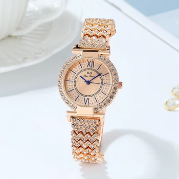 Moda feminina de Luxo Nobre o Design do Diamante Relógios Casuais Charme Pulseira Relógio Para Mulheres Senhoras Quartzo relógio de Pulso reloj mujer