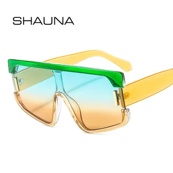 SHAUNA Rebites Oversize Mulheres da Cor do Contraste da Personalidade de Um Pedaço Quadrado de Óculos de sol da Moda Grandes Óculos de Armação de UV400