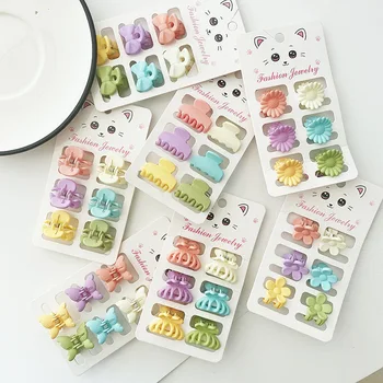6pcs/set Mini Bonito Macaron Cor do Cabelo Garras para a Criança as Meninas coreano Crianças Floral Arco Garra Pegar Clip de Cabelo do Bebê Acessórios de Presente