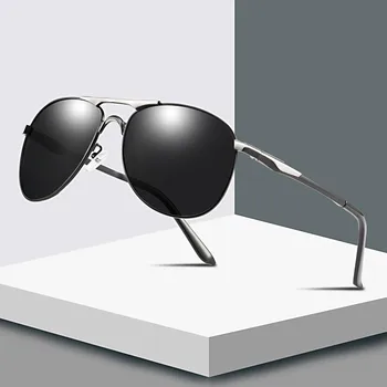 Novo Clássico Piloto Óculos Polarizados Para Homens Metal Aviação Masculina Óculos de Sol da Moda Preto Condução Anti-reflexo dos Óculos de proteção UV400