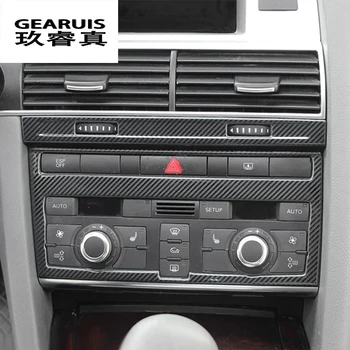 Estilo carro Console Central Ar Condicionado de Ajuste de Quadro de Guarnição Para Audi A6 c5 c6 fibra de Carbono Auto Fechadura de Saída de Ar do Painel