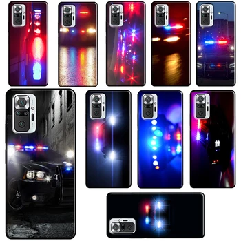 Carros de polícia Luz Na Noite de Caso Para o Xiaomi Redmi 10 9 9T 9A 9C Tampa do Coque Para Redmi Nota 11 Pro 7 8 9 10 Pro 10S 11S