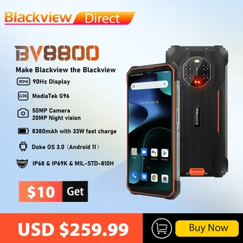 BLACKVIEW BV8800 IP68 Smartphone Robusto 90Hz Apresentar 8GB+128GB Helio G96 8380mAh 50MP Visão Noturna Telefone Móvel Versão Global