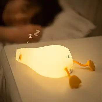 Recarregável USB Pato Nightlight Tapinhas Mudar Crianças Garoto Quarto de Cabeceira Lâmpada Decoração Atmosfera Lâmpada de Tabela de Presente de Aniversário