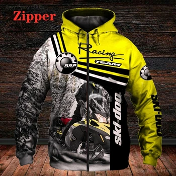 A Brp can-am 3D Imprimiu Nova Moda dos Homens de Capuz Personalidade Zíper da Jaqueta de Motocicleta Unisex Hip Hop Sportswear