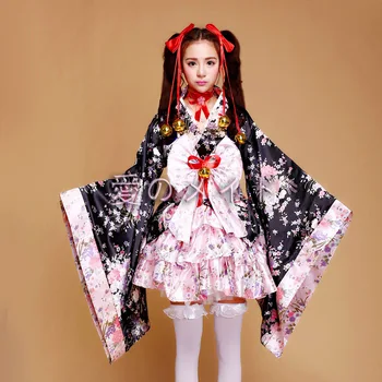 Moda Tendências Nacionais Mulheres Sexy Quimono Yukata Com Obi Novidade Vestido Lolita Japonesa, Cosplay Fantasia Floral quimono mujer