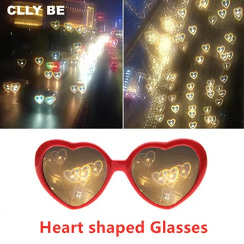 Coração Luzes em forma de Tornar o Amor de Efeitos Especiais Óculos de Amor Óculos À Noite Líquido Vermelho Óculos da Moda de Óculos de sol das Mulheres Presente