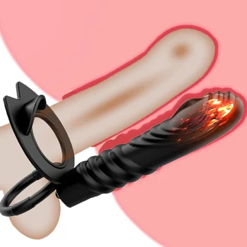 Anel peniano com Vibrador Plug Anal Brinquedos Sexuais para Casais, Dois Homens do Pau Ejaculação Retardada De 10 Modos de Vibração do Plug anal b Adulto