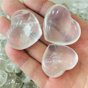 3pc de quartzo Natural de pedra branca coração de cristal decoração home