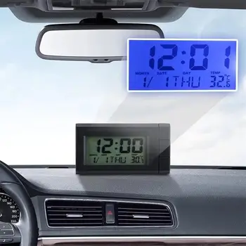 Carro Mini Relógio Eletrônico De Relógio De Hora Automático De Relógios De Painel Luminoso Termômetro Digital Preto Do Carro Da Exposição De Estilo Acessórios