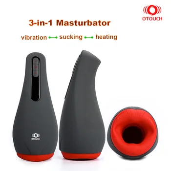 Otouch Masturbadores Buceta Vagina Brinquedos Sexuais Para os Homens Masturbador Masculino Boquete Sexo Oral Chupando Aquecimento de Vibração 3 em 1 Airturn 2