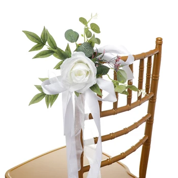 Casamento de Cadeira de Decoração de Flores Artificiais Buquê Falso Flores para Boho Cerimônia de Casamento Recepção Igreja Cadeira de Bancada